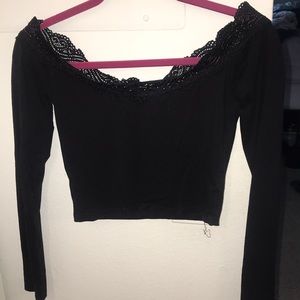 Black off-shoulder crop top